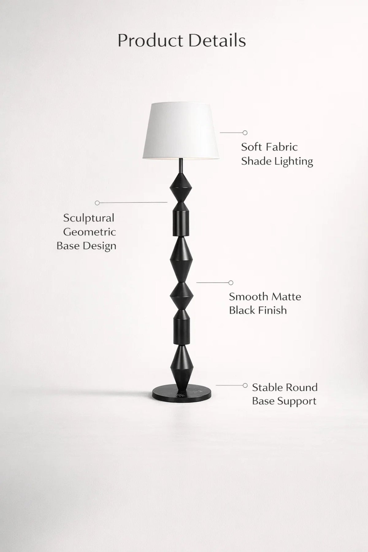 Modern Decorative Floor Lamp with Fabric Shade and Geometric Base Design
