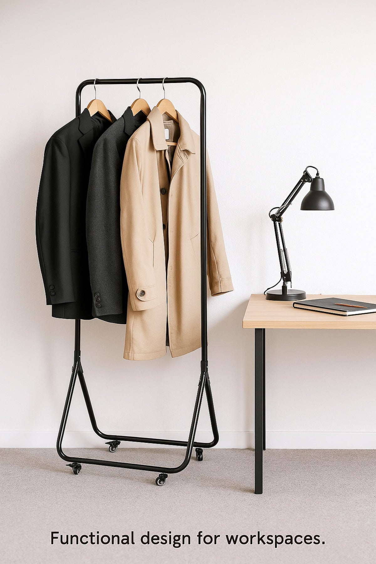 Black Metal Clothing Rack with Wheels Ð 168_60 cm Portable Garment Stand