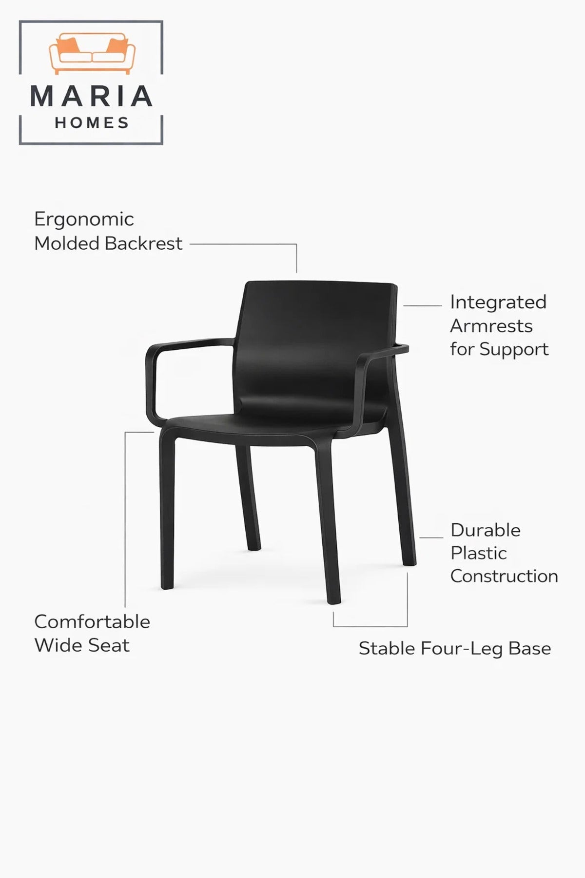 Black Plastic Arm Chair Ð Modern Indoor & Outdoor Dining Chair