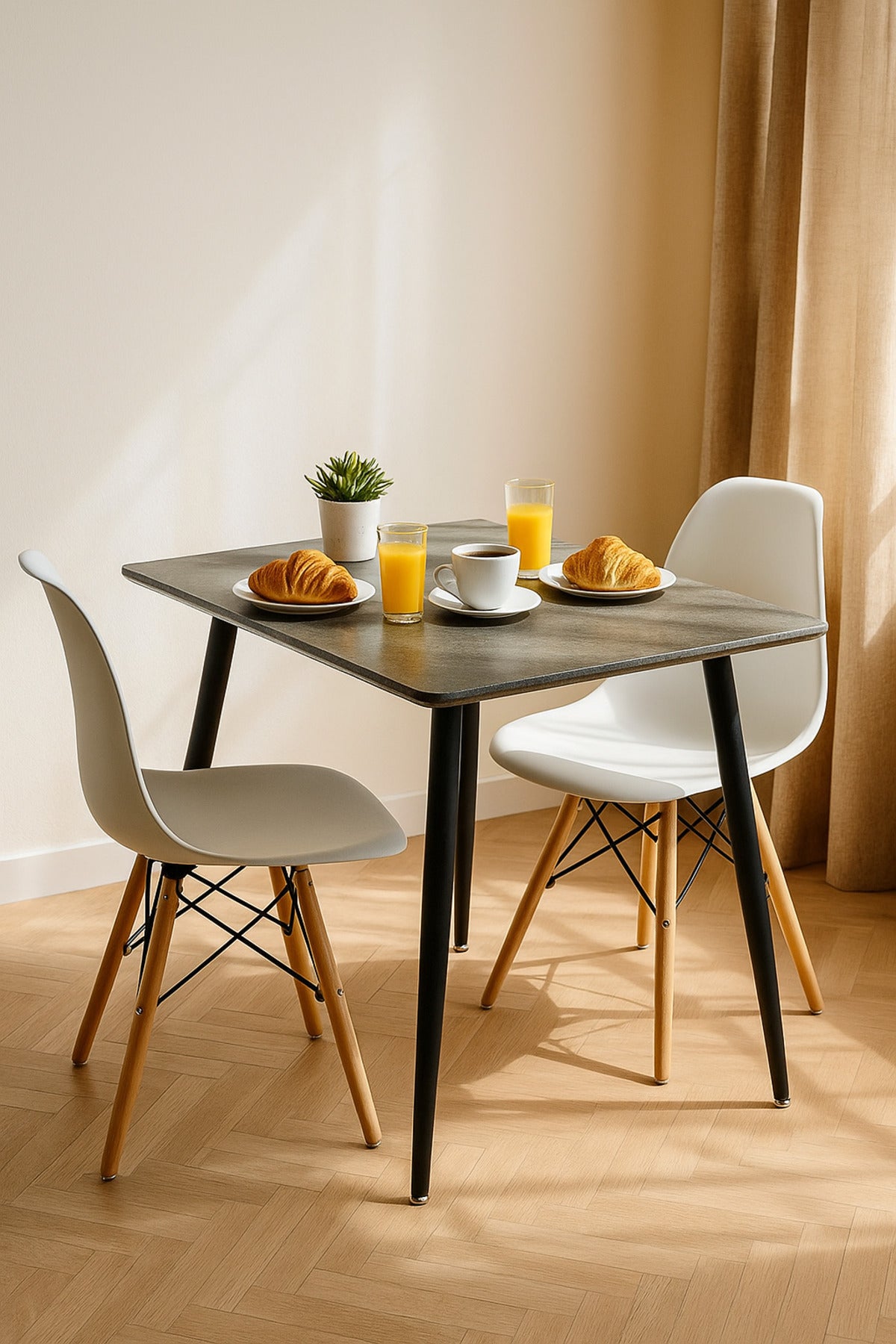 Modern Grey Dining Table with Black Metal Legs Ð 120_70_76 cm | Stylish Rectangular Table for Home