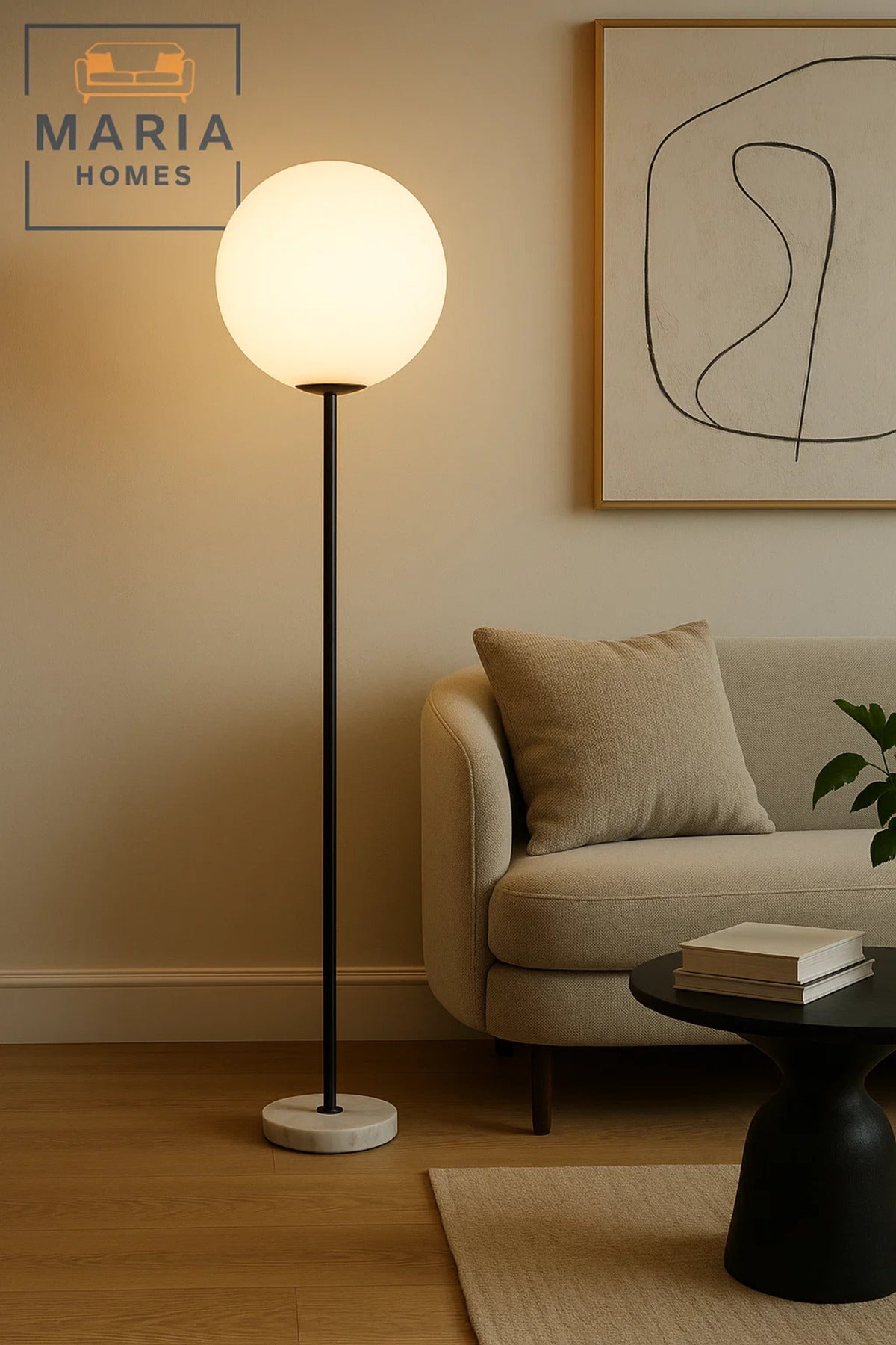 Modern Globe Floor Lamp with Marble Base
