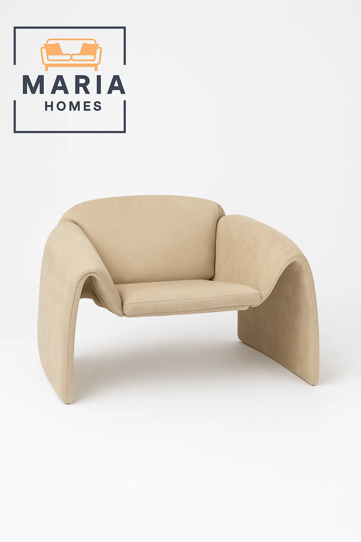 Contemporary Beige Lounge Chair with Sculptural Arm Design