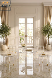 Round Acrylic Center Table Set – Clear 2-Tier Design with Lower Shelf