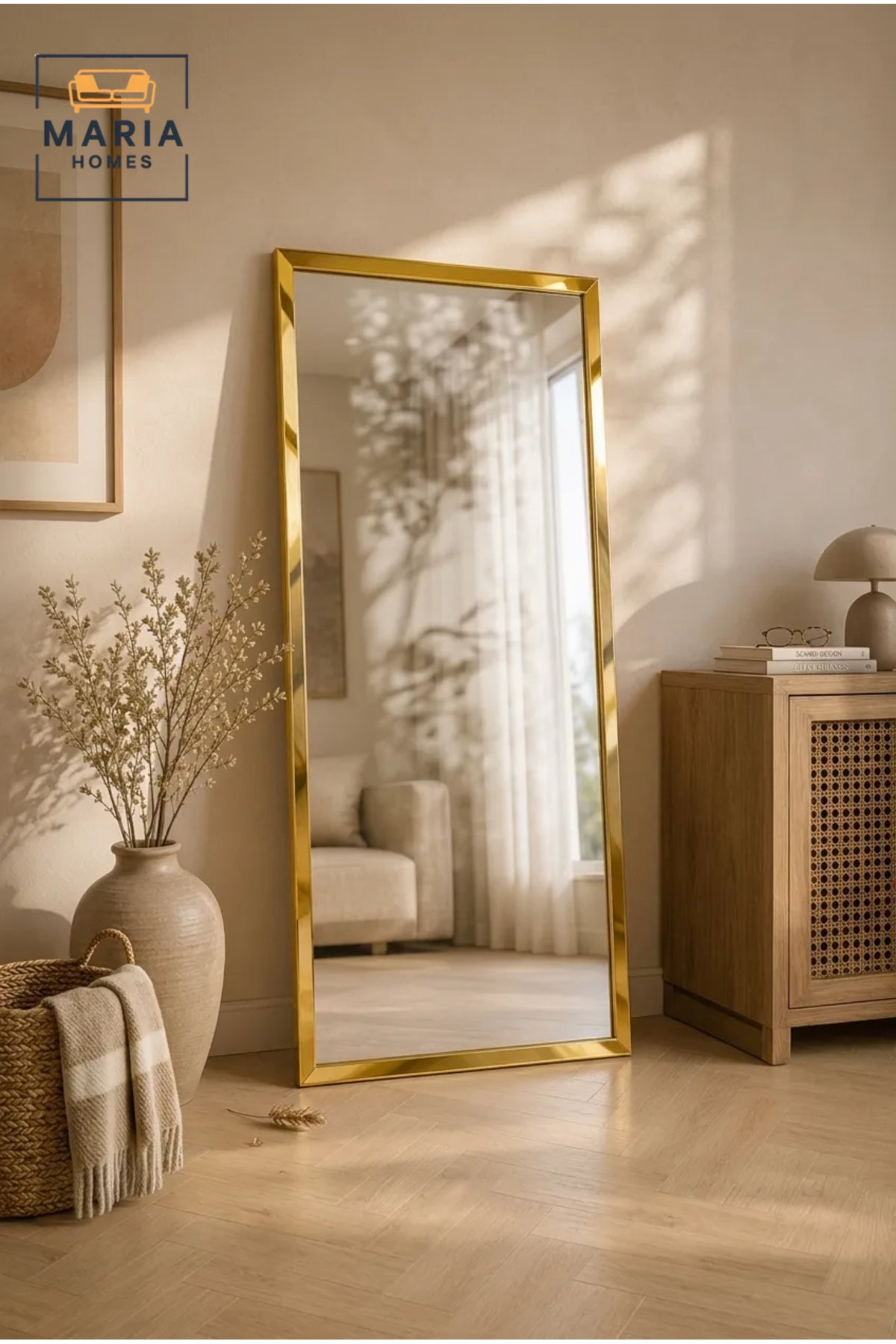 Full Length Gold Framed Wall Mirror √ê Modern Rectangular Dressing Mirror for Bedroom, Living Room & Entryway