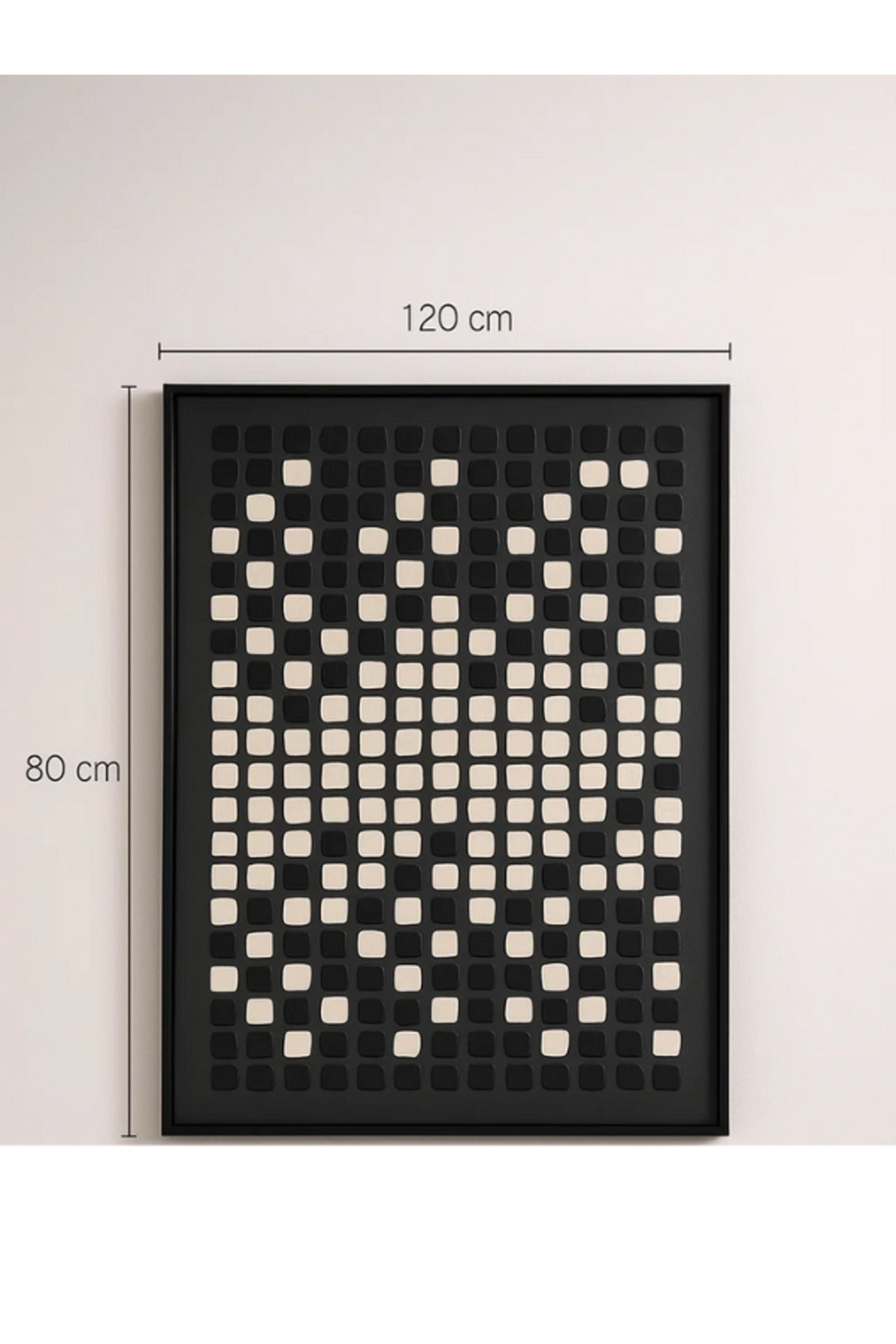 Modern Geometric Wall Art Ð 120_80 cm Black and White Square Pattern Framed Canvas