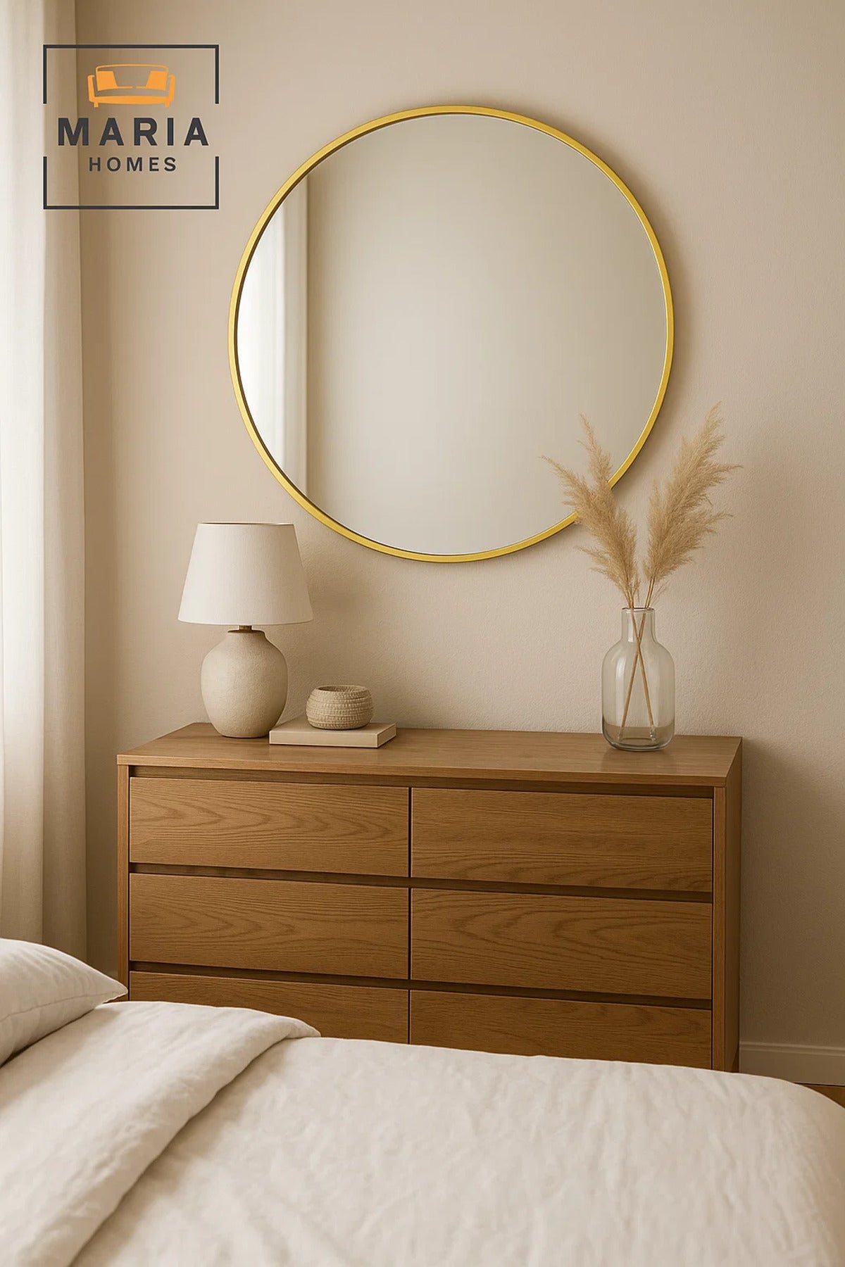 Round Gold Frame Wall Mirror for Bedroom, Bathroom, Vanity & Home D≈Ωcor 100x100 cm