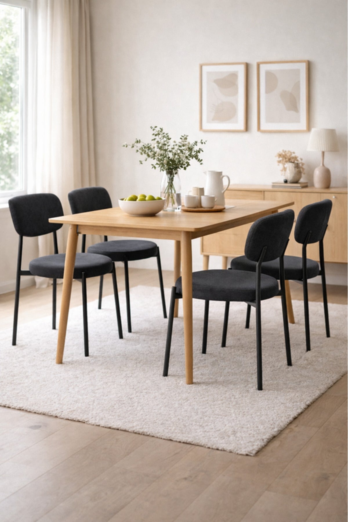 Grey Fabric Dining Chair 80x46x49cm Modern grey fabric dining Kitchen