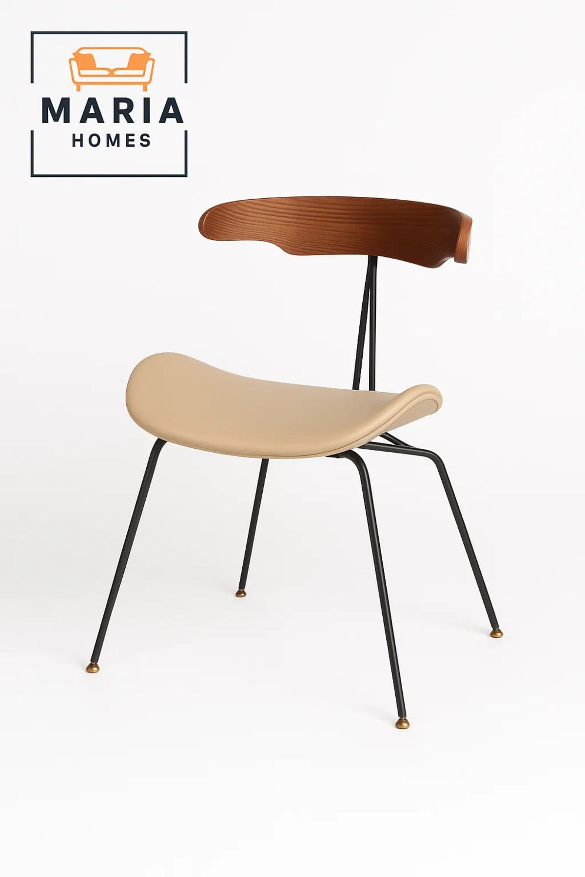 Modern Mid-Century Dining Chair with Curved Back