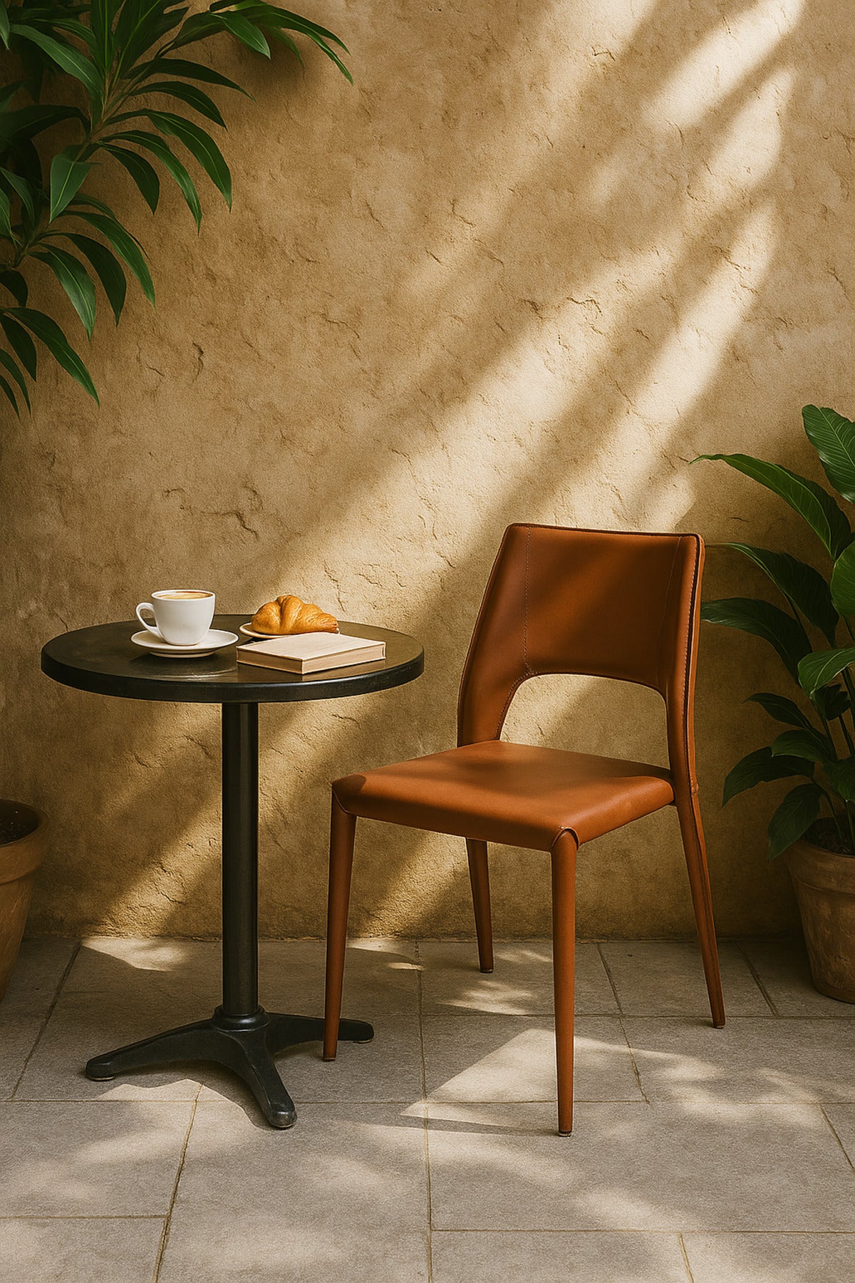 Red Brown PU Leather Dining Chair Ð Modern Full Leather Minimalist Chair for Dining Room & Office