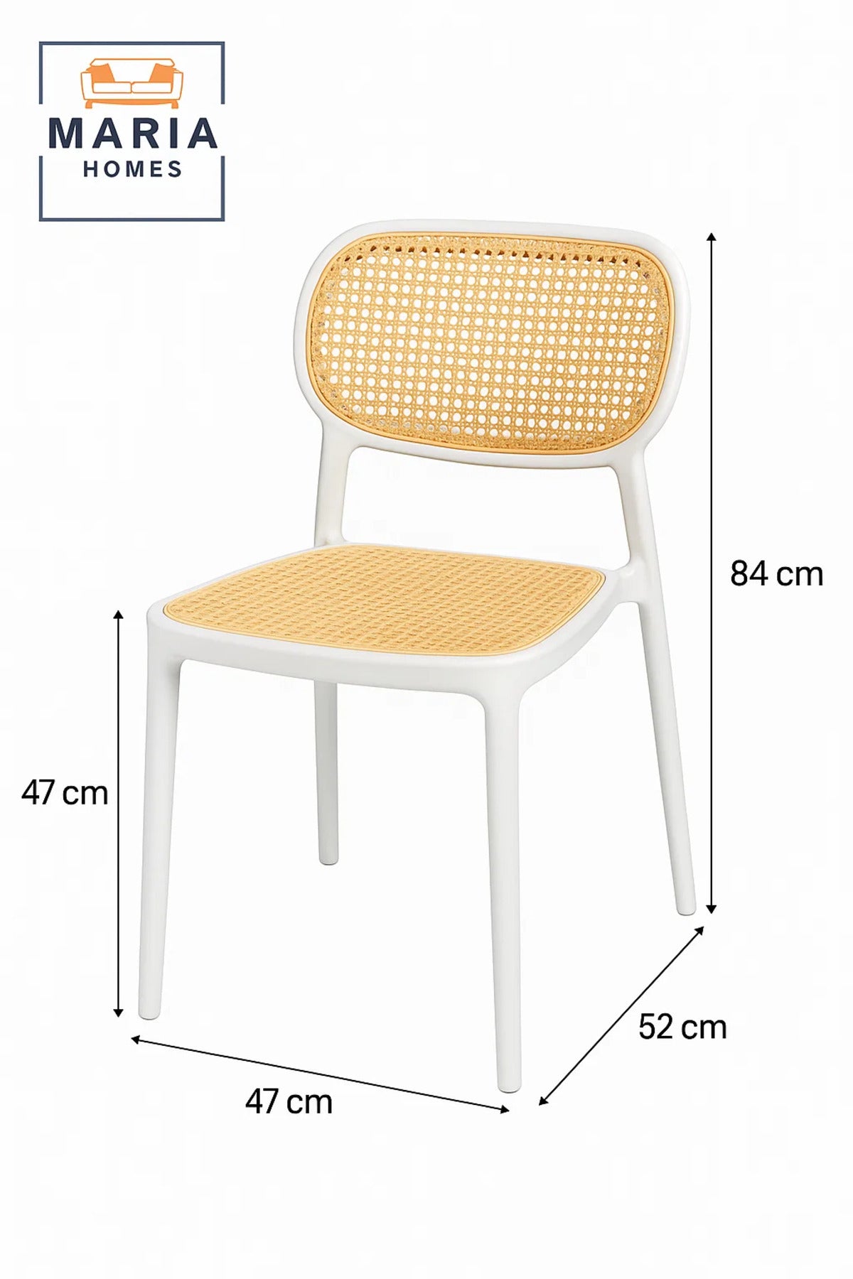 Stylish Rattan Back & Seat Chair Ð White Frame Modern Dining Chair for Home, CafŽ, or Patio