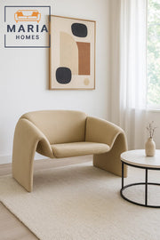 Contemporary Beige Lounge Chair with Sculptural Arm Design