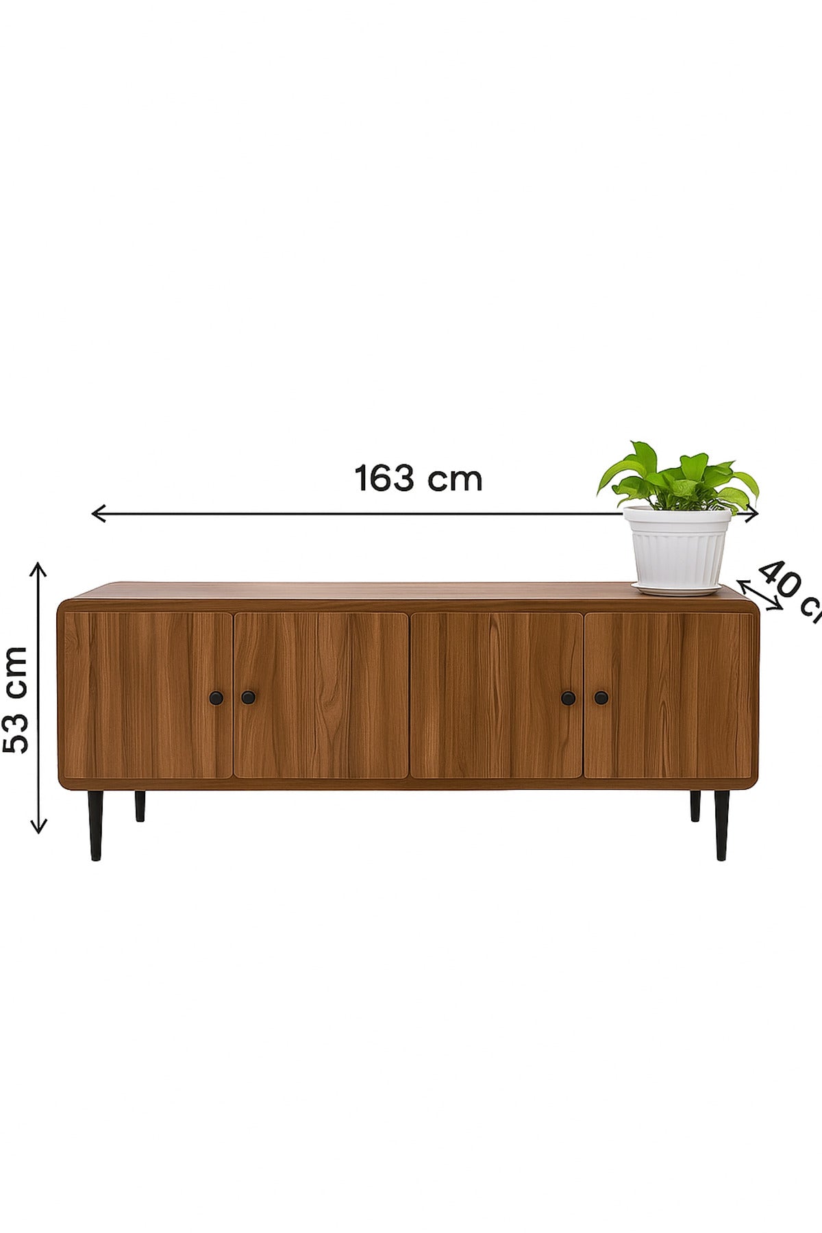 Modern Wooden TV Cabinet Ð 163_40_54 cm | Walnut Finish Entertainment Unit with Storage