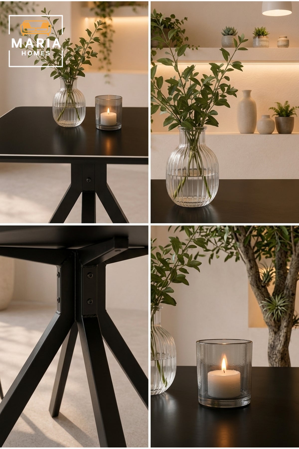 Modern Square Dining Table Caf≈Ω Table Restaurant Table Bistro Table with Black Metal Base
