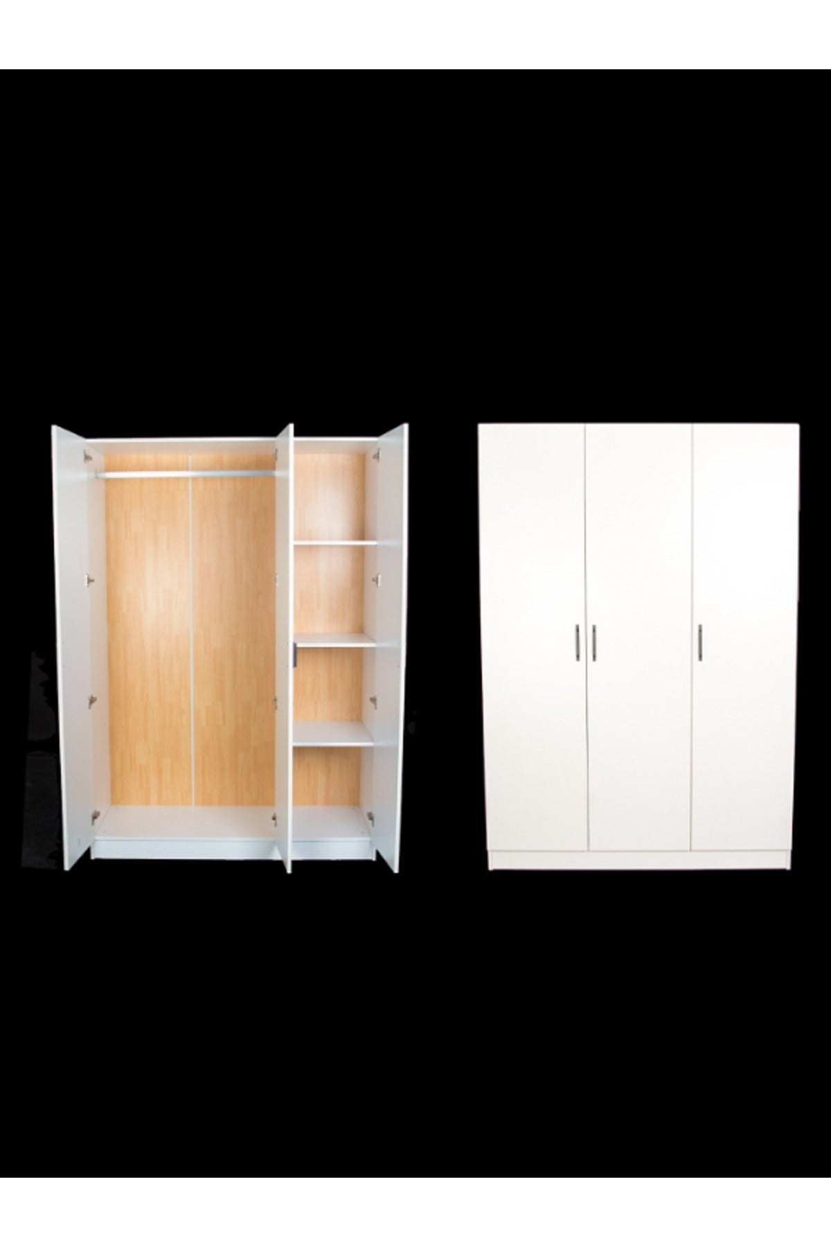 Modern 3-Door Wardrobe with Hanging Rail and Shelves Ð White 120_54_200 cm