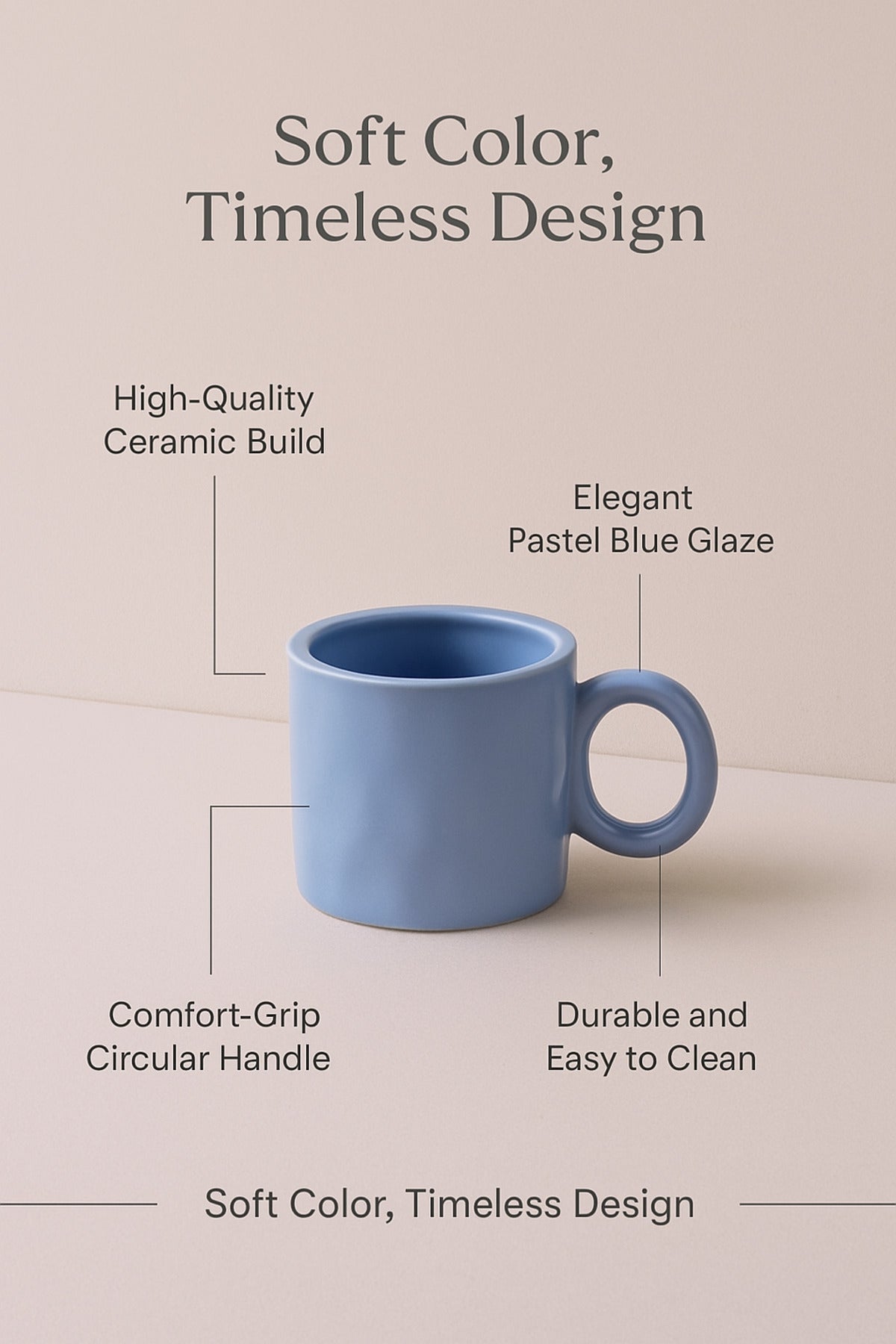 Light Blue Ceramic Mug Ð Minimalist Modern Coffee and Tea Cup