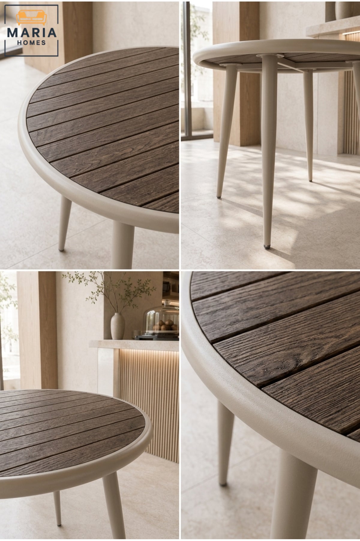 Modern Round Dining Table Caf≈Ω Table Patio Table Outdoor Bistro Table Wooden Top White