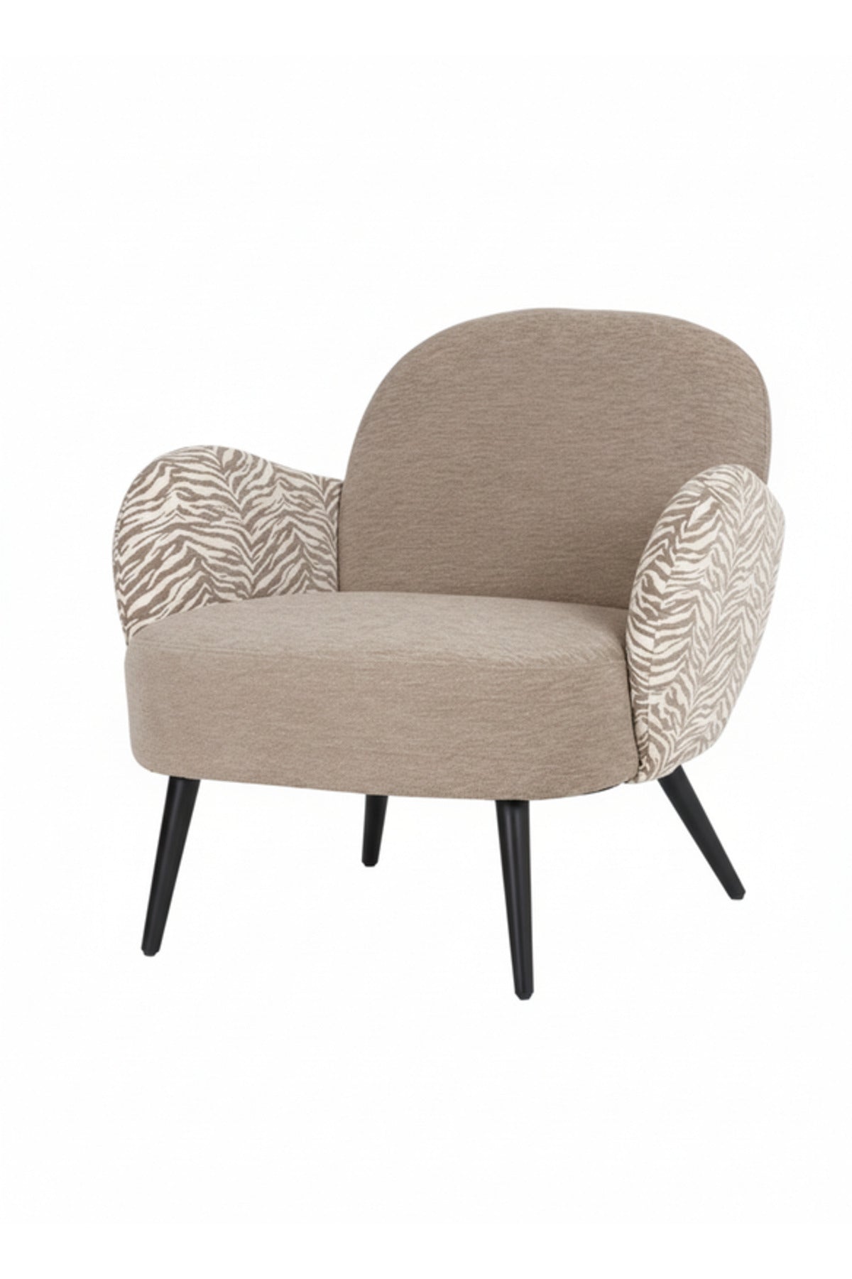 Modern Gray Upholstered Accent Armchair with Patterned Armrests Living Room Chair