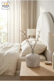 White Textured Decorative Vase, Modern Ceramic Flower Holder with Embossed Leaf Pattern and Narrow Neck for Living Room, Bedroom, Shelf and Table Décor