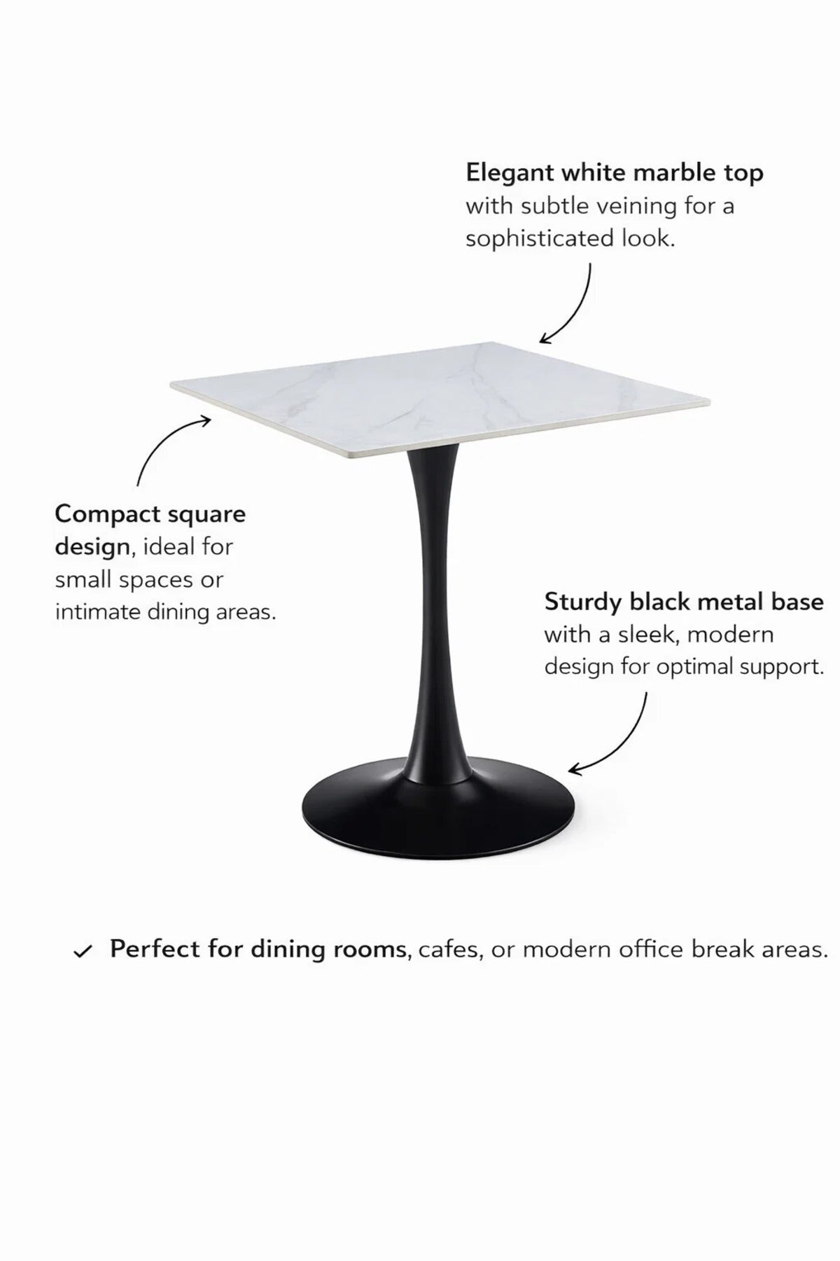 Modern White Marble Dining Table (70*70*75 cm)
