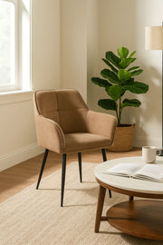 Light Coffee Fabric Armchair, Chair for Living Room, Bedroom, Office Cabin & Reception Area