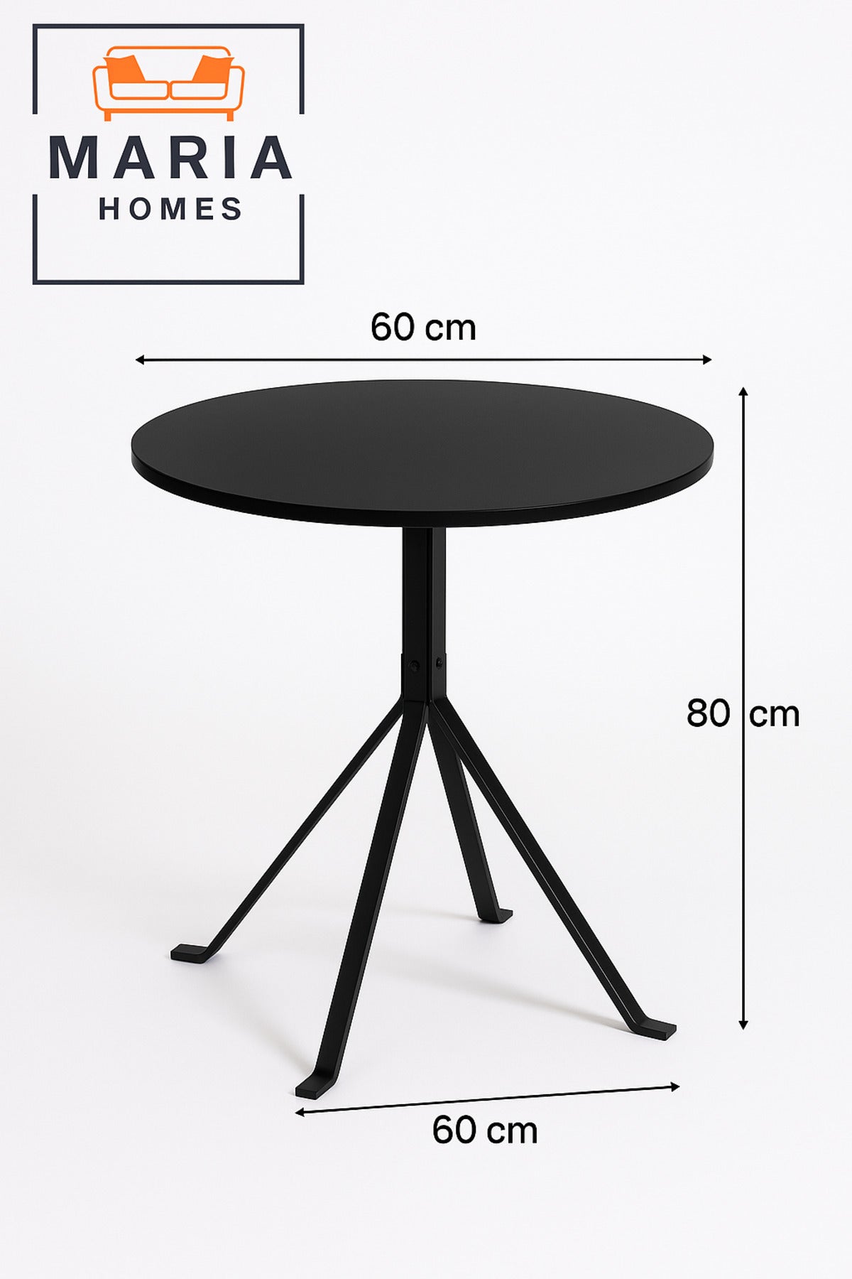 Modern Black Round Metal CafŽ Table with Tripod Base