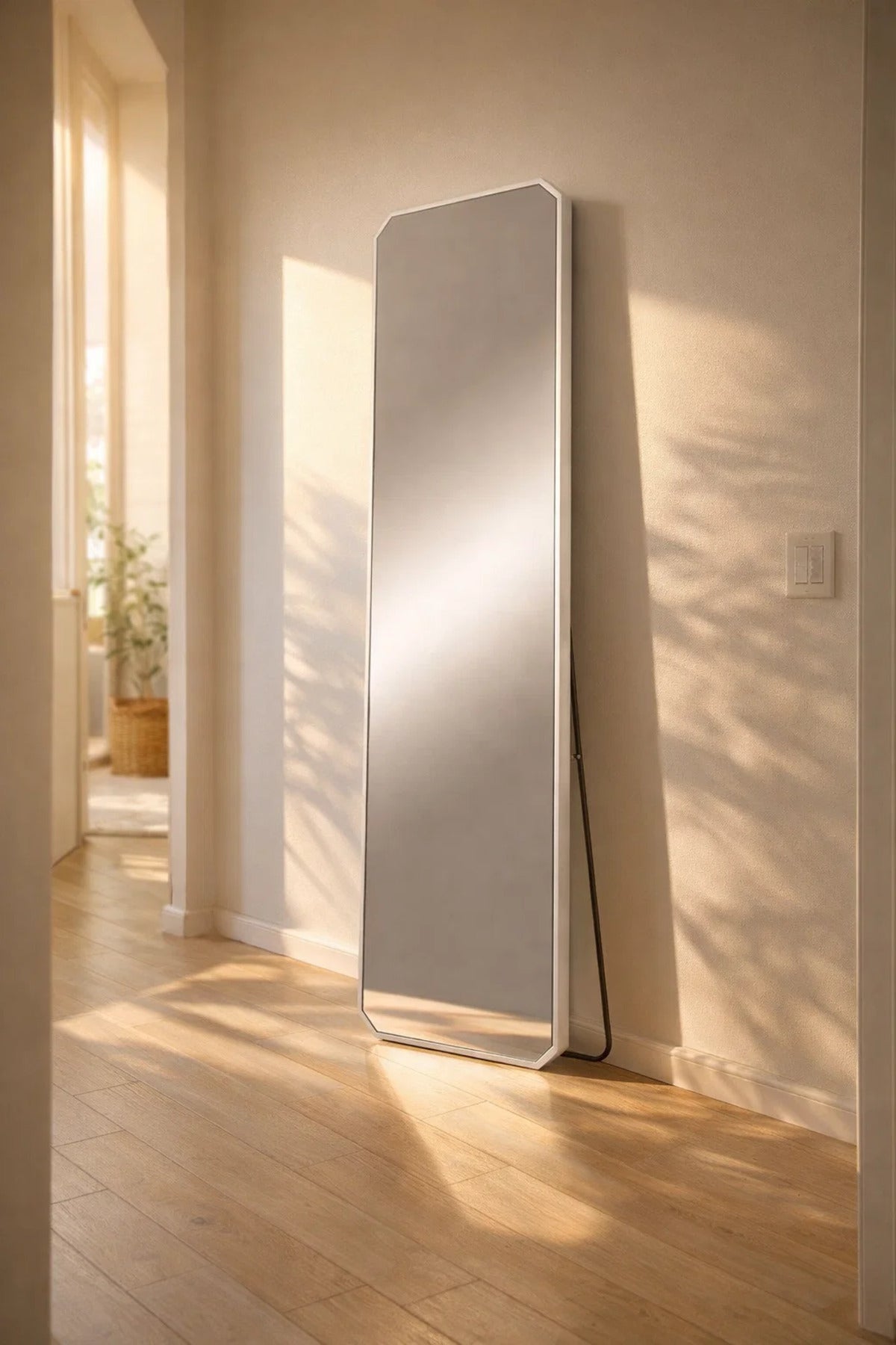 Silver Aluminum Full Length Floor Mirror 160x40cm Shatter Resistant Modern Standing Bedroom