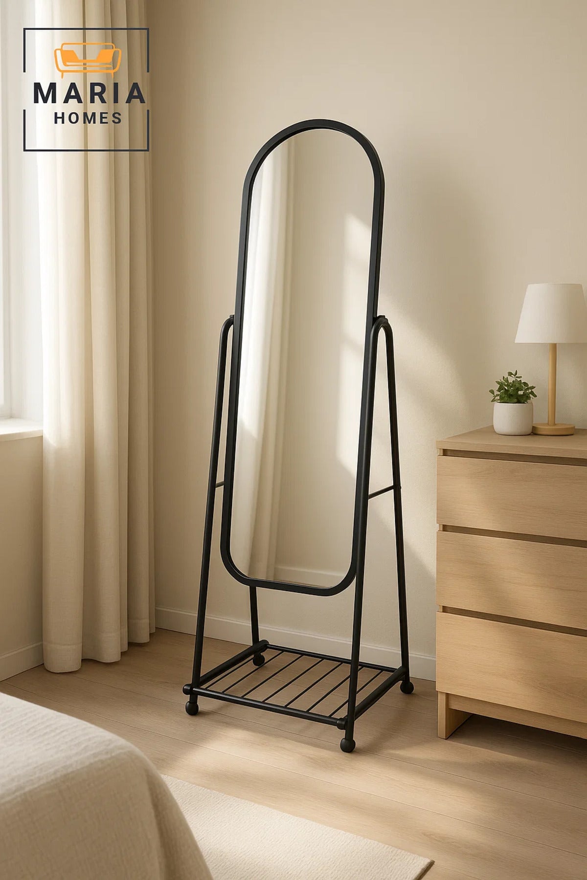 Full Length Standing Mirror with Metal Frame Floor Dressing Mirror for Bedroom Hallway Home Decor