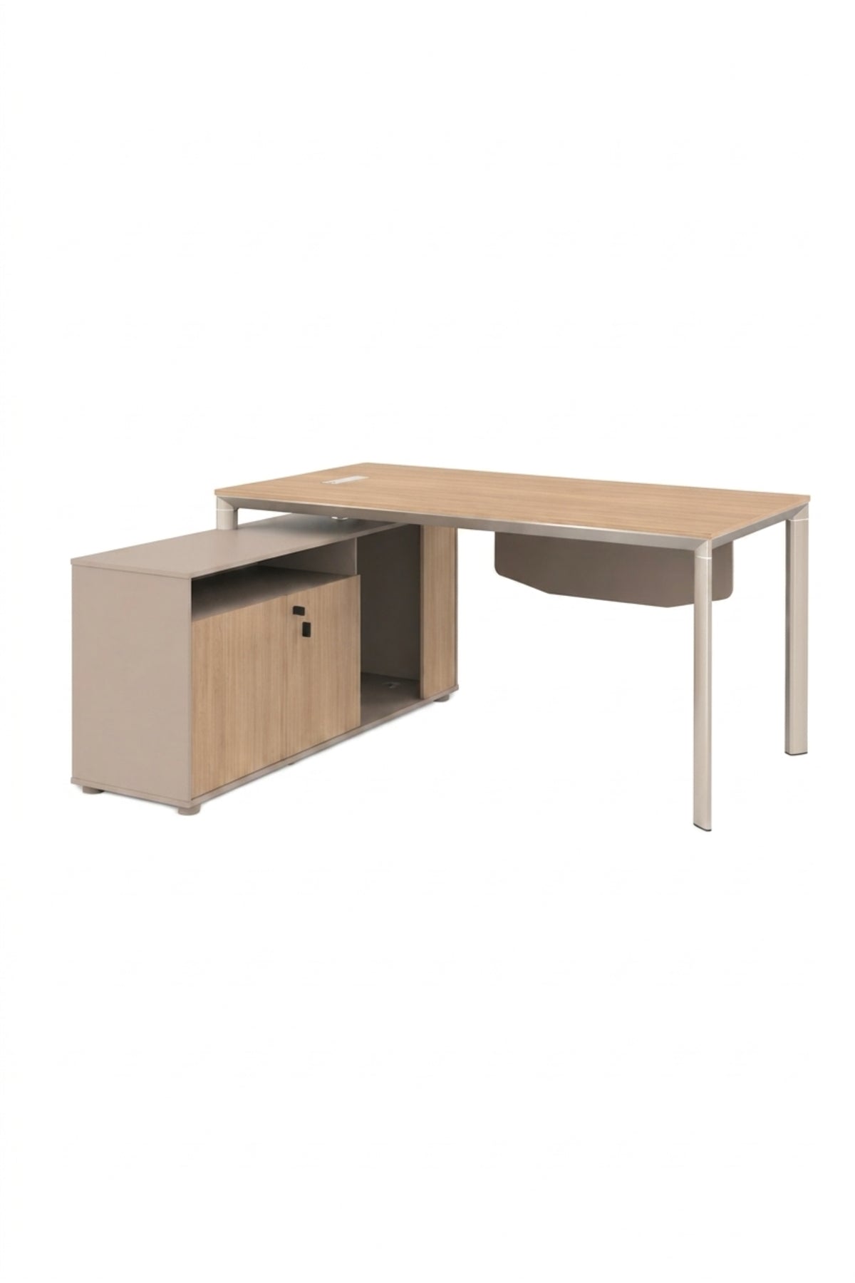 Modern Executive Office Desk with Side Storage Cabinet √ê Wooden Computer Workstation Desk