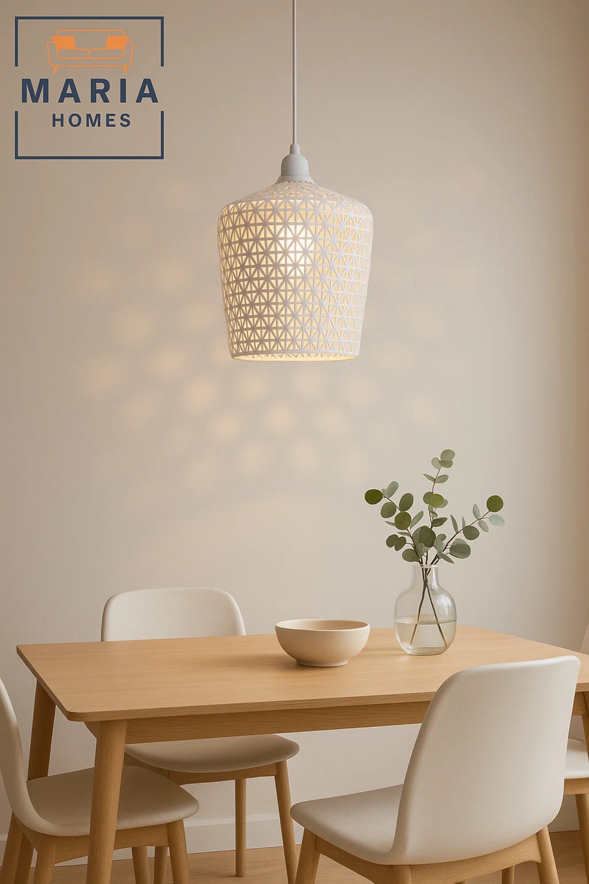 White Woven Rattan Pendant Light