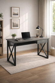 Modern Grey Office Desk with Metal Frame modern grey office