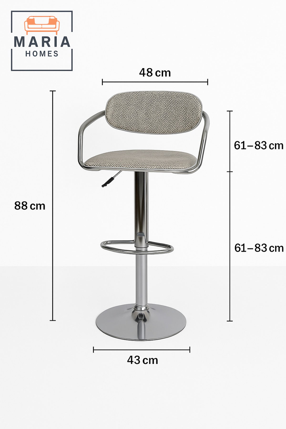Modern Adjustable Bar Stool with Chrome Base and Gray Mesh Back Ð Swivel Counter Chair