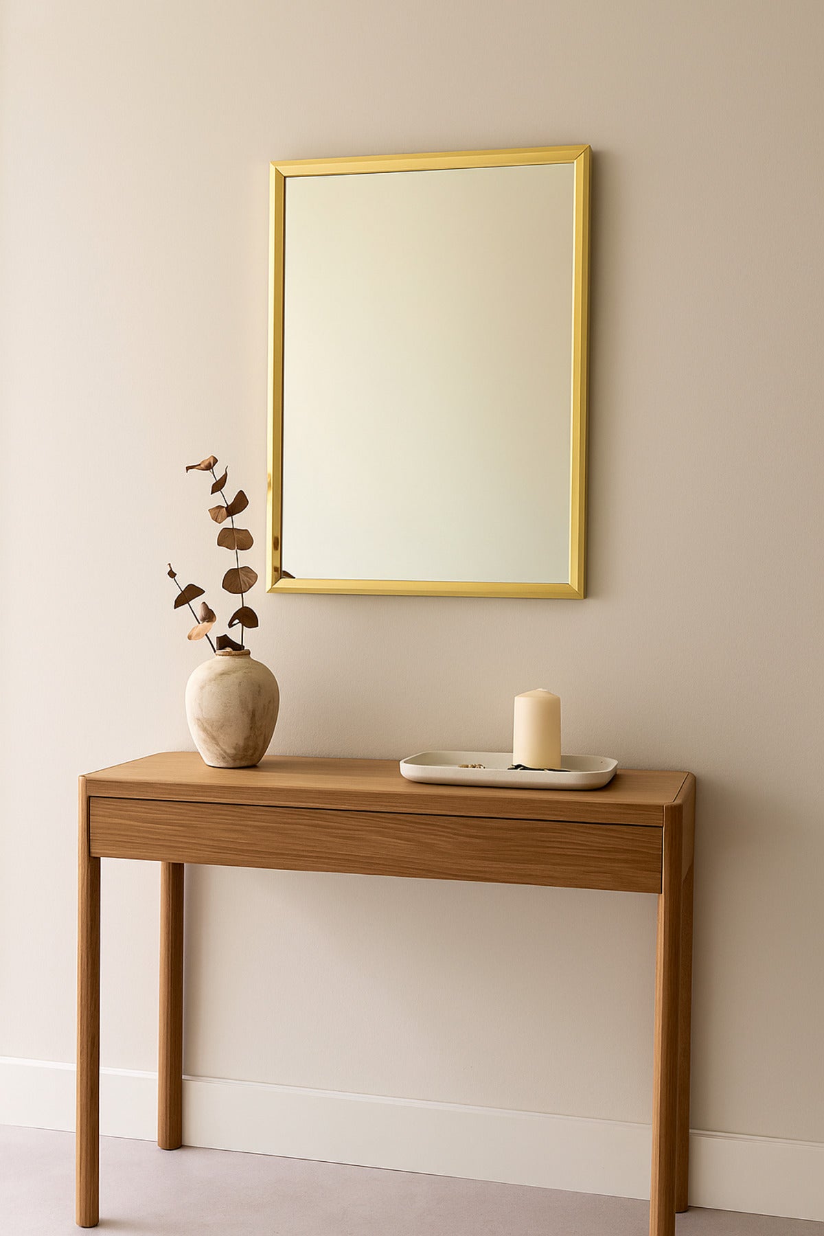 Rectangular Wall Mirror with Gold Frame Ð 80_60 cm Elegant Modern Decorative Mirror