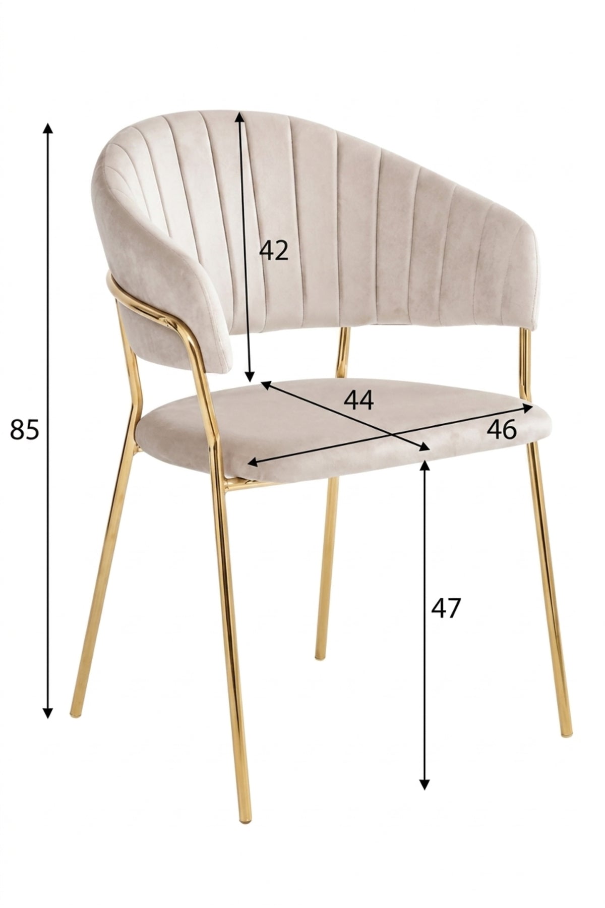 Beige Velvet Dining Chair with Gold Metal Legs √ê Modern Upholstered Accent Chair for Dining Room, Living Room & Luxury Interiors
