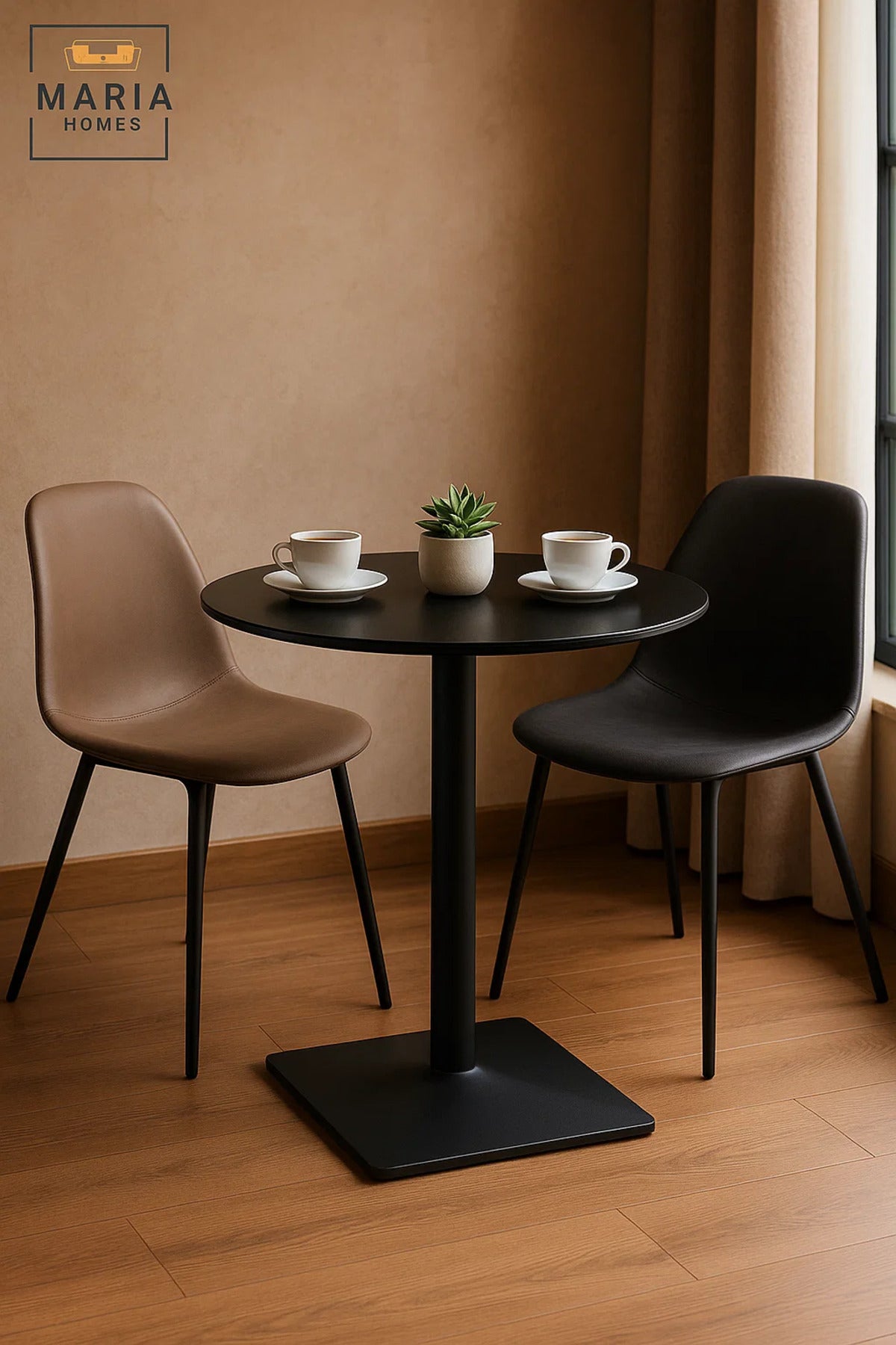 Round Black Dining Table √ê Modern Caf≈Ω, Restaurant, Office & Home Metal Furniture Use 60_60 cm
