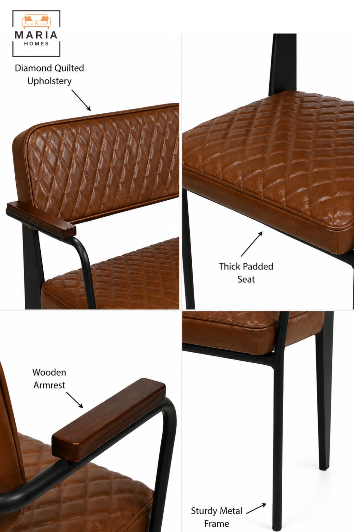 Modern 2 Seater Office Waiting Bench with Quilted Upholstery, Armrests and Sturdy Frame for Reception, Lounge, Meeting Room & Guest Area