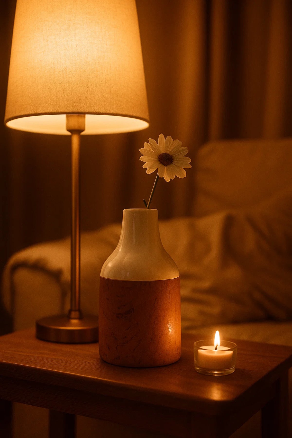 White and Cork Effect Ceramic Vase Ð Modern Minimalist Decorative Flower Pot for Home and Office