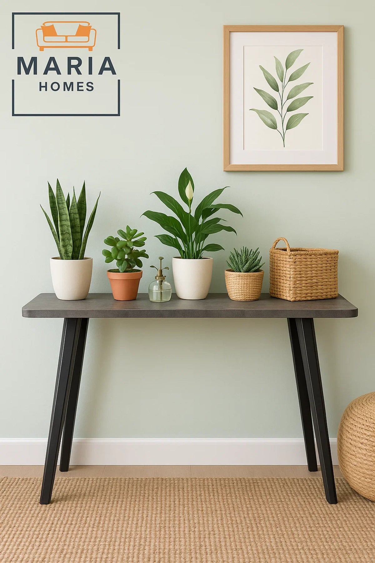 Industrial Grey Console Table with Angled Legs 120x80x35cm Ð Modern Entryway Hallway Table
