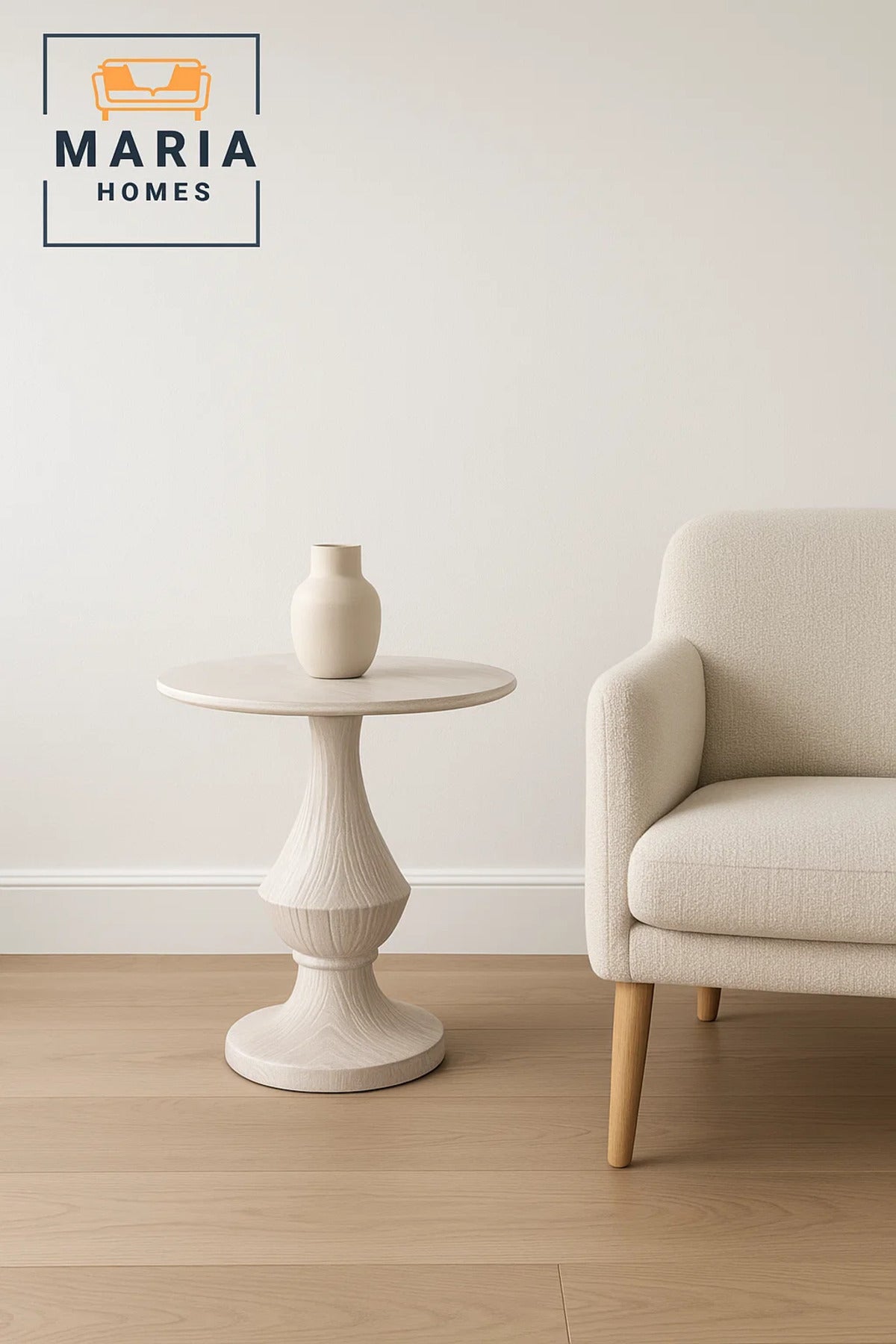 Ceramic Top Tea Table √ê Wood Style Round Side Table 45_45_55 cm