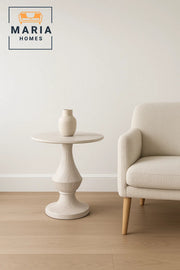 Ceramic Top Tea Table √ê Wood Style Round Side Table 45_45_55 cm
