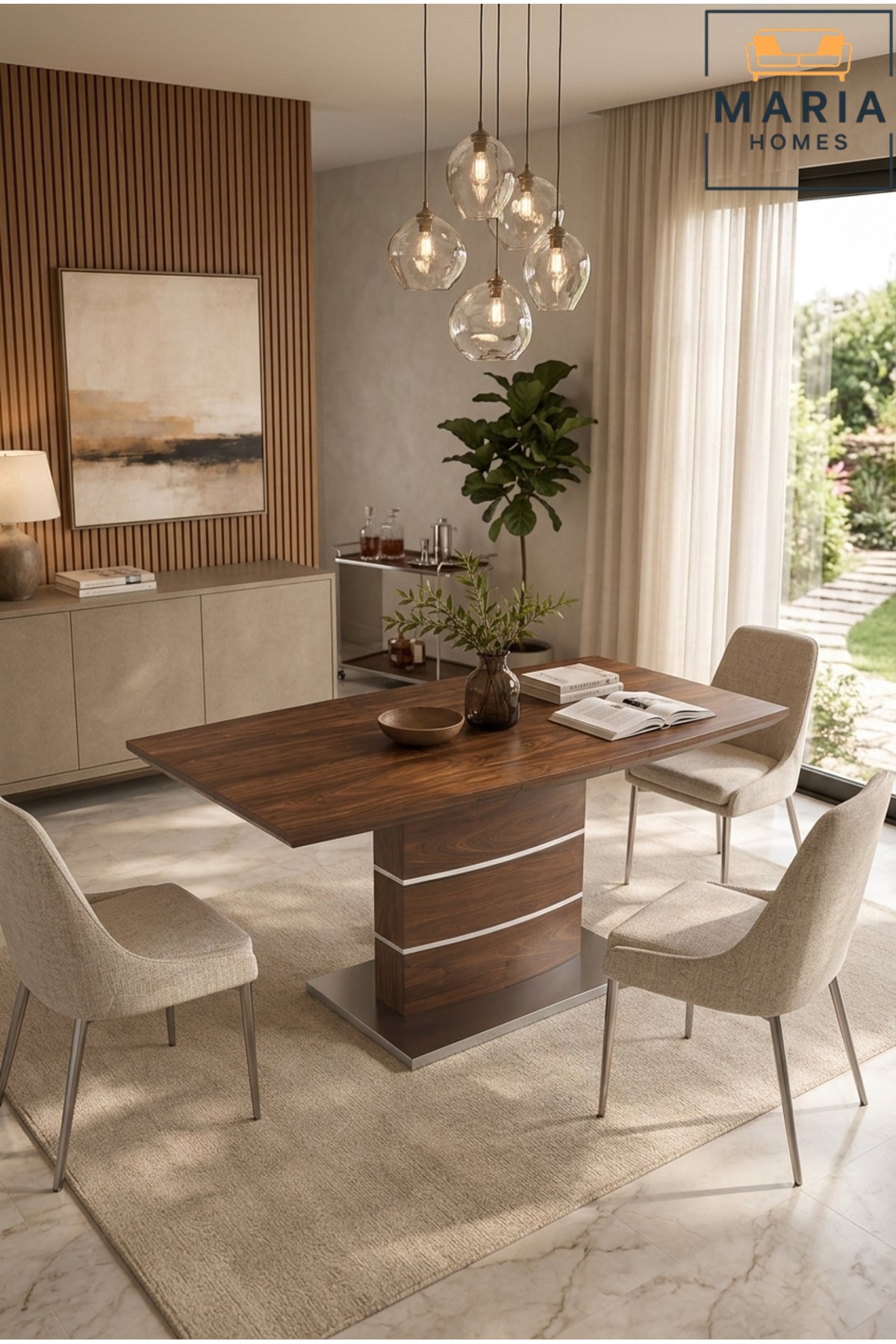 Extendable Wooden Dining Table √ê Modern Rectangular Dining Table with Expandable Top for Dining Room & Kitchen