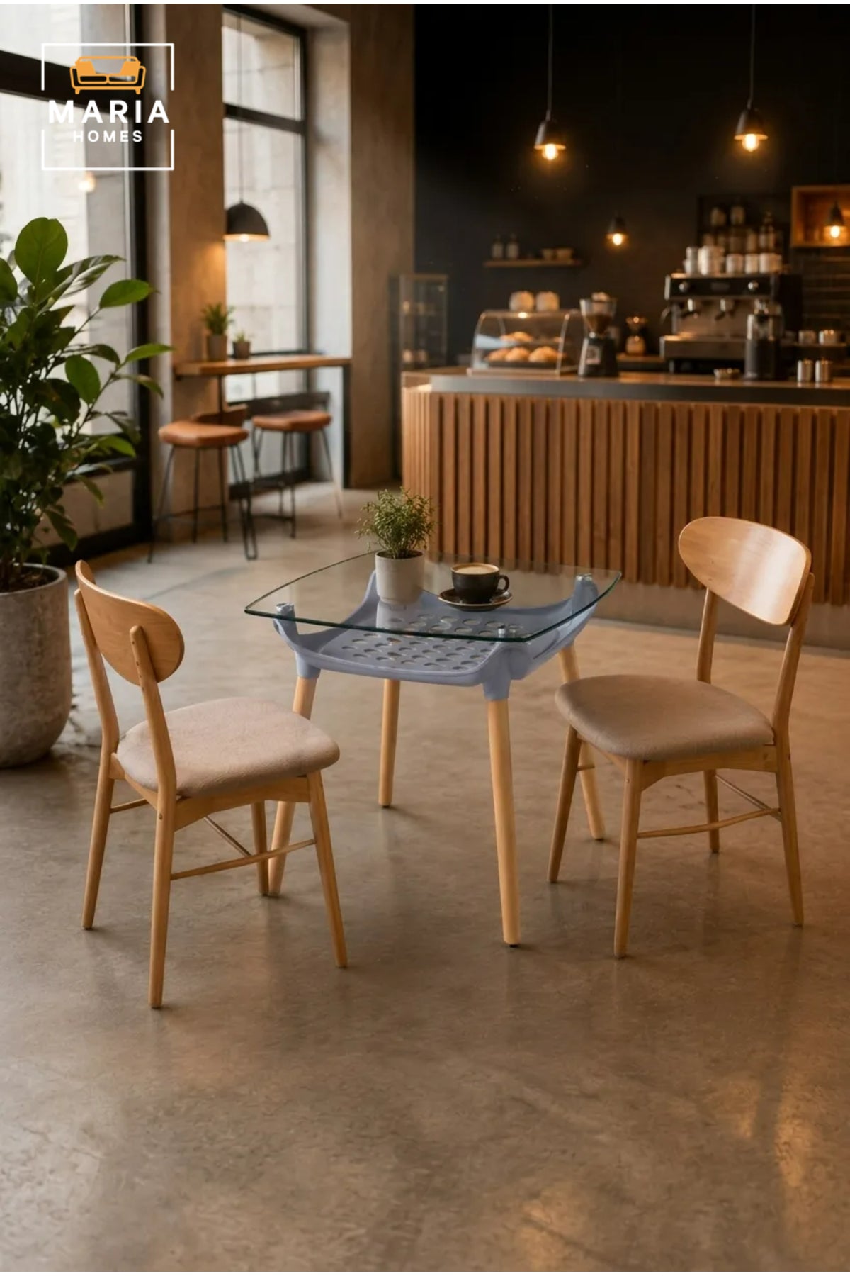 Modern Glass Top Dining Table with Wooden Legs √ê Contemporary Square Dining Table for Home and Kitchen