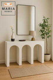 Modern Arch Console Table Ð Textured White Design 120x40x67cm Entryway Accent Furniture