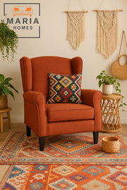 Orange Wingback Armchair Ð Modern Accent Chair with High Back and Soft Cushion