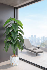 135 cm Artificial Philodendron Tree with Marble-Style with Pot – Modern Indoor Decor