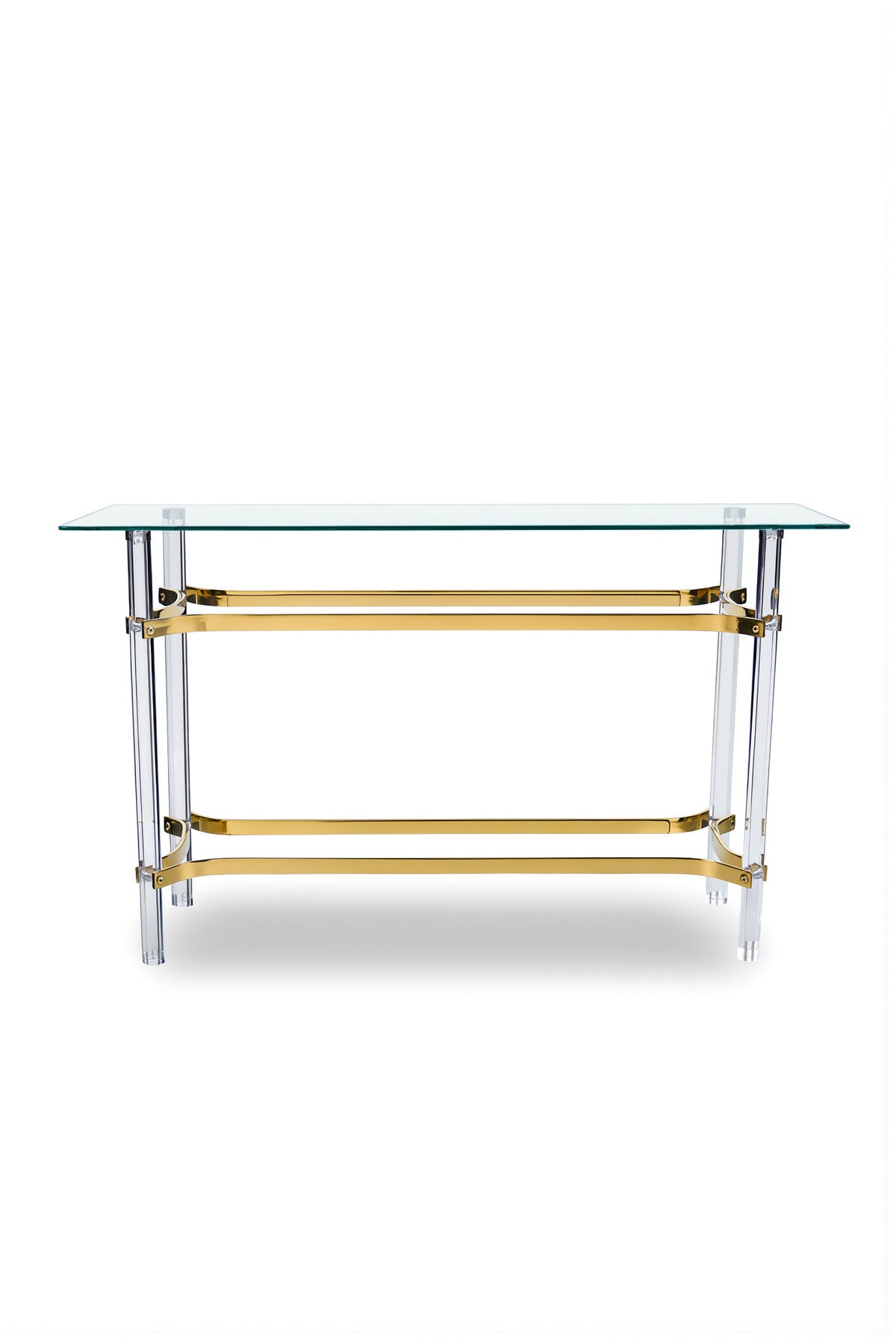 Premium Gold and Acrylic Console Table Modern Glass Top Entryway Furniture Stylish Hallway Stand