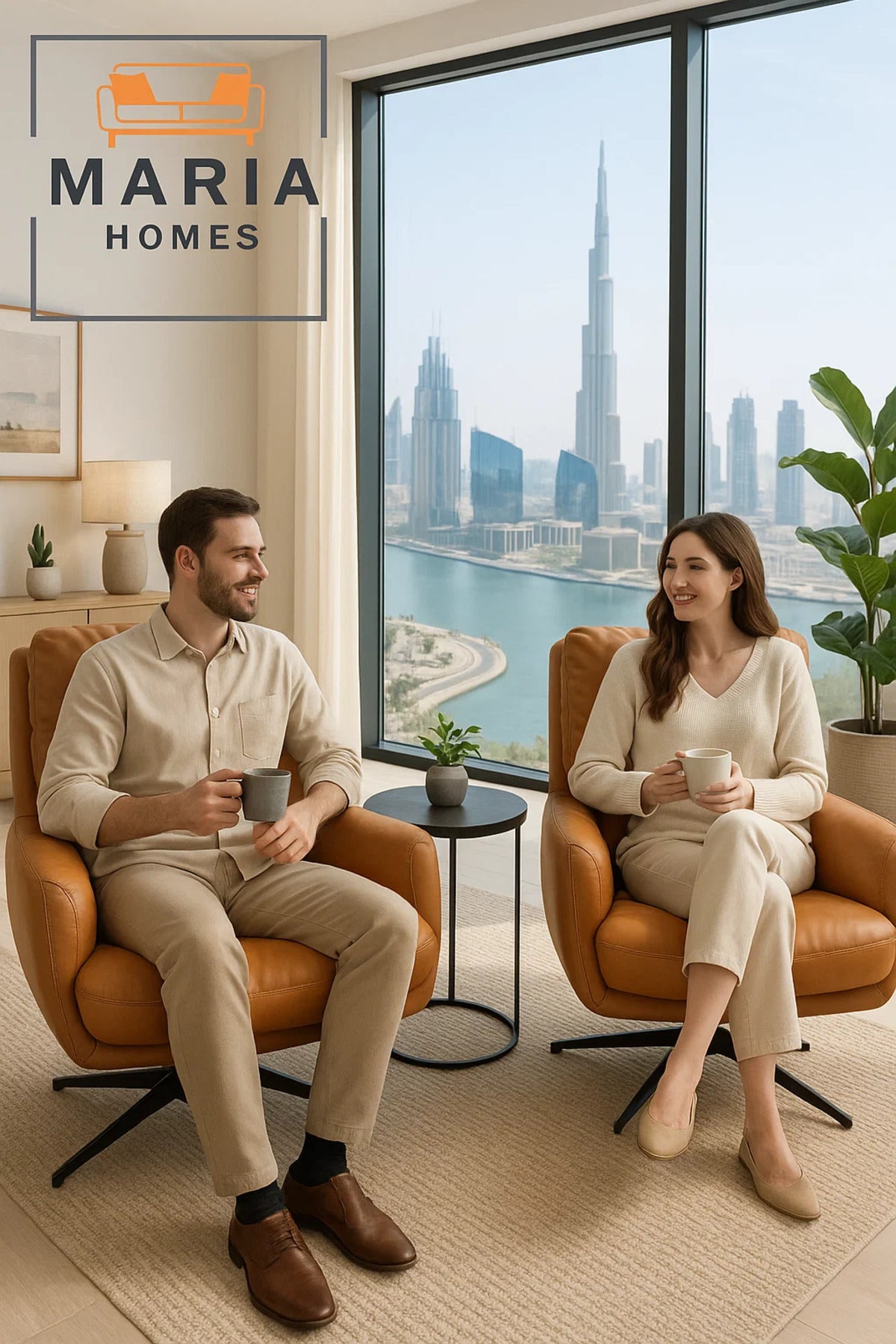 Modern Orange Lounge Chair with White Accent Stripe Ð Faux Leather Comfort Chair for Living Room
