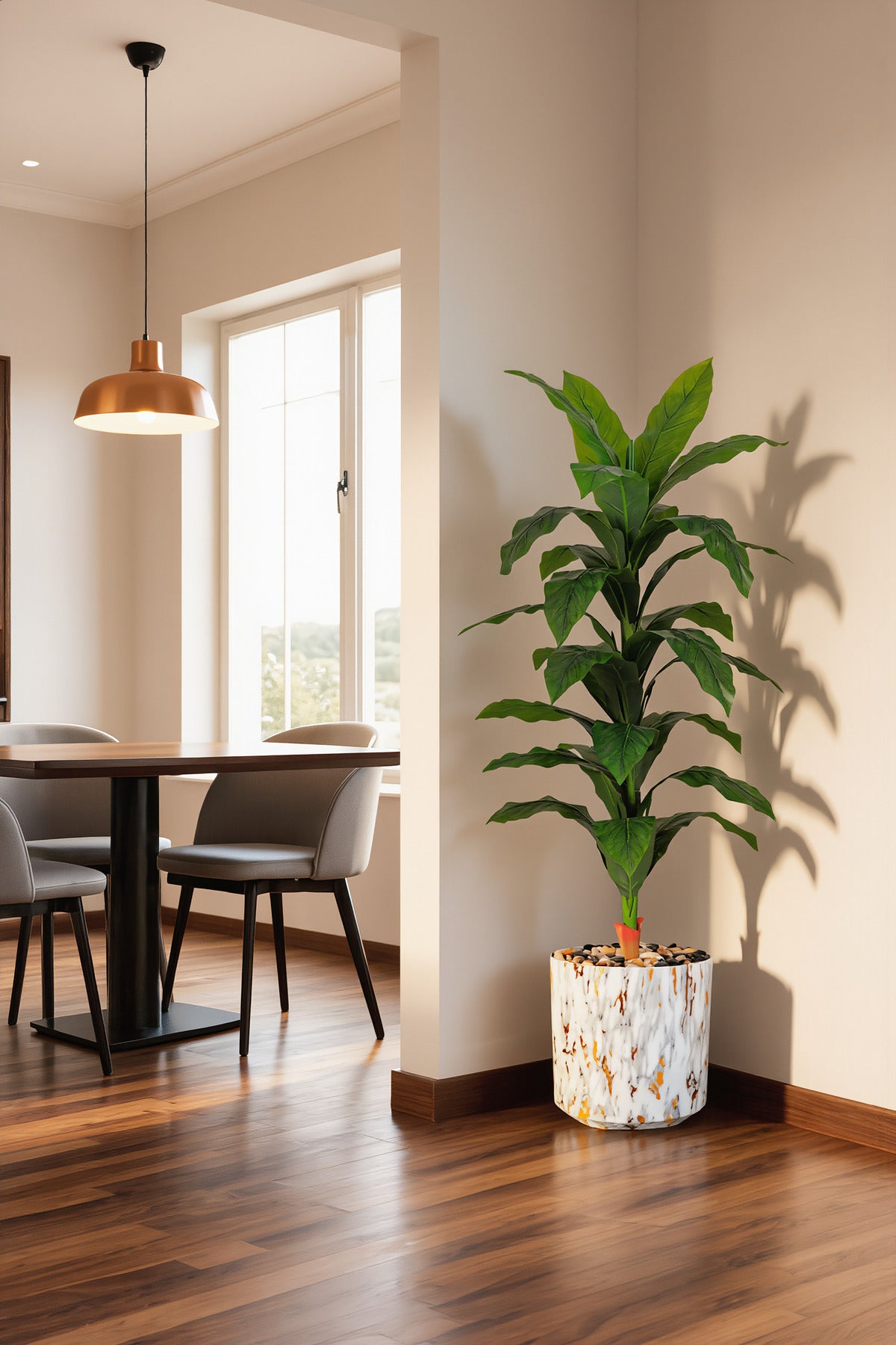 150 cm Artificial Corn Plant with Marble Style with Pot – Elegant Indoor Decor
