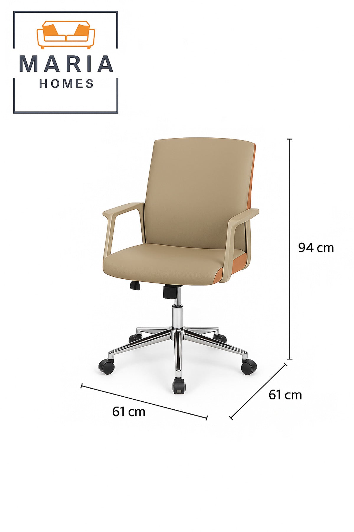 Beige + Orange Office Chair Ð Ergonomic Design with Swivel Base