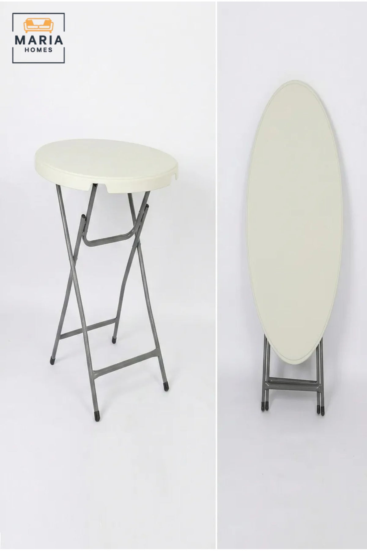 Portable Round Folding Bar Table with Metal Legs, Space-Saving Tall Cocktail Table for Parties, Events, Catering, Garden, Balcony and Indoor Use