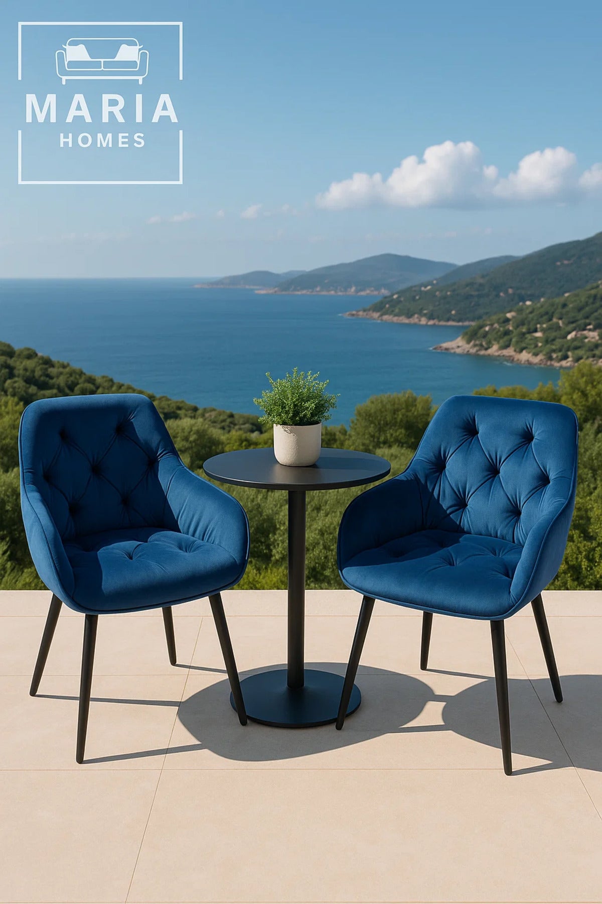 Royal Blue Velvet Armchair Ð Tufted Upholstered Chair with Black Legs for Home, Office, or Lounge